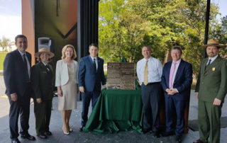 Minister of State, Seán Canney T.D. presents commemorative plaque for Washington Monument.